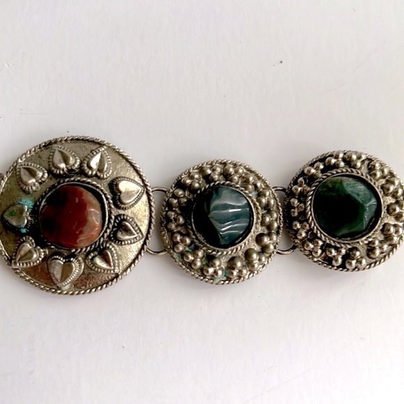 VINTAGE COSTUME BRACELET - SILVER TONE WITH STONES - Picture 3 of 4